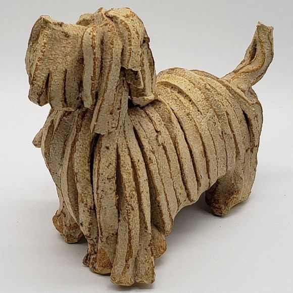 Almazetta Casey Vintage Beige Westie Terrier Snoodle Dog Clay Sculpture-Signed! - Picture 4 of 14